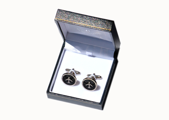 Gemelos avión baño plata / silver plated cufflinks with airplane